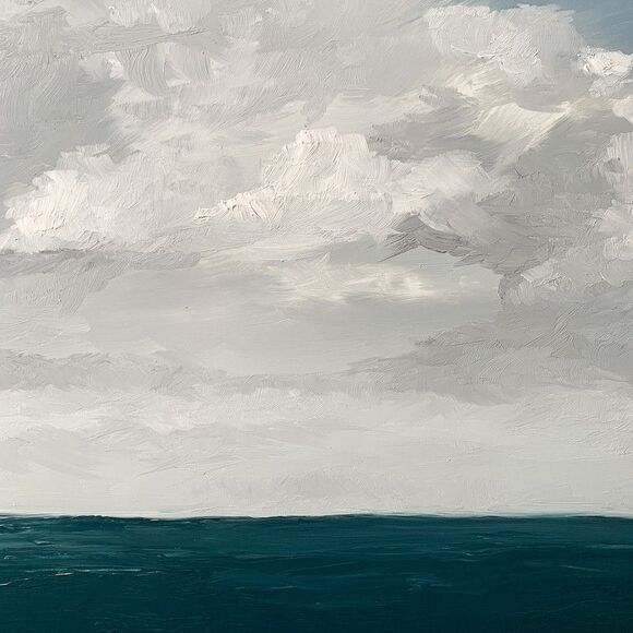 Original Seascape Oil Painting Ocean & Sky Clouds Coastal Wall Art 16x20" Signed - Picture 6 of 9